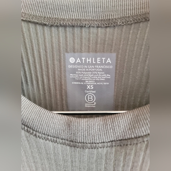 Athleta, Renew Ribbed‎ Tank Top, Sleeveless Crew Neck, Olive Green , Size XS - Picture 4 of 8
